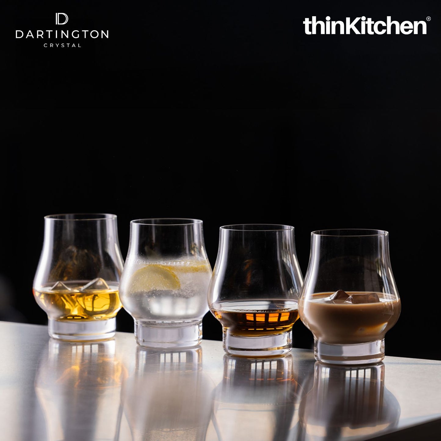 Dartington Crystal Spirits Glass - Set of 4, 285ml Each |Home Bar Tumbler for Whisky, Rum, Gin, Cocktails, Liqueurs | Handcrafted in England