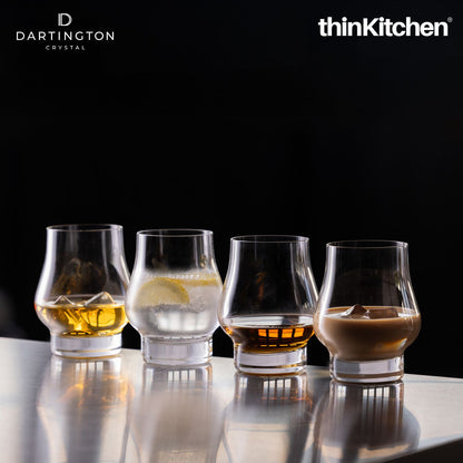Dartington Crystal Spirits Glass - Set of 4, 285ml Each |Home Bar Tumbler for Whisky, Rum, Gin, Cocktails, Liqueurs | Handcrafted in England