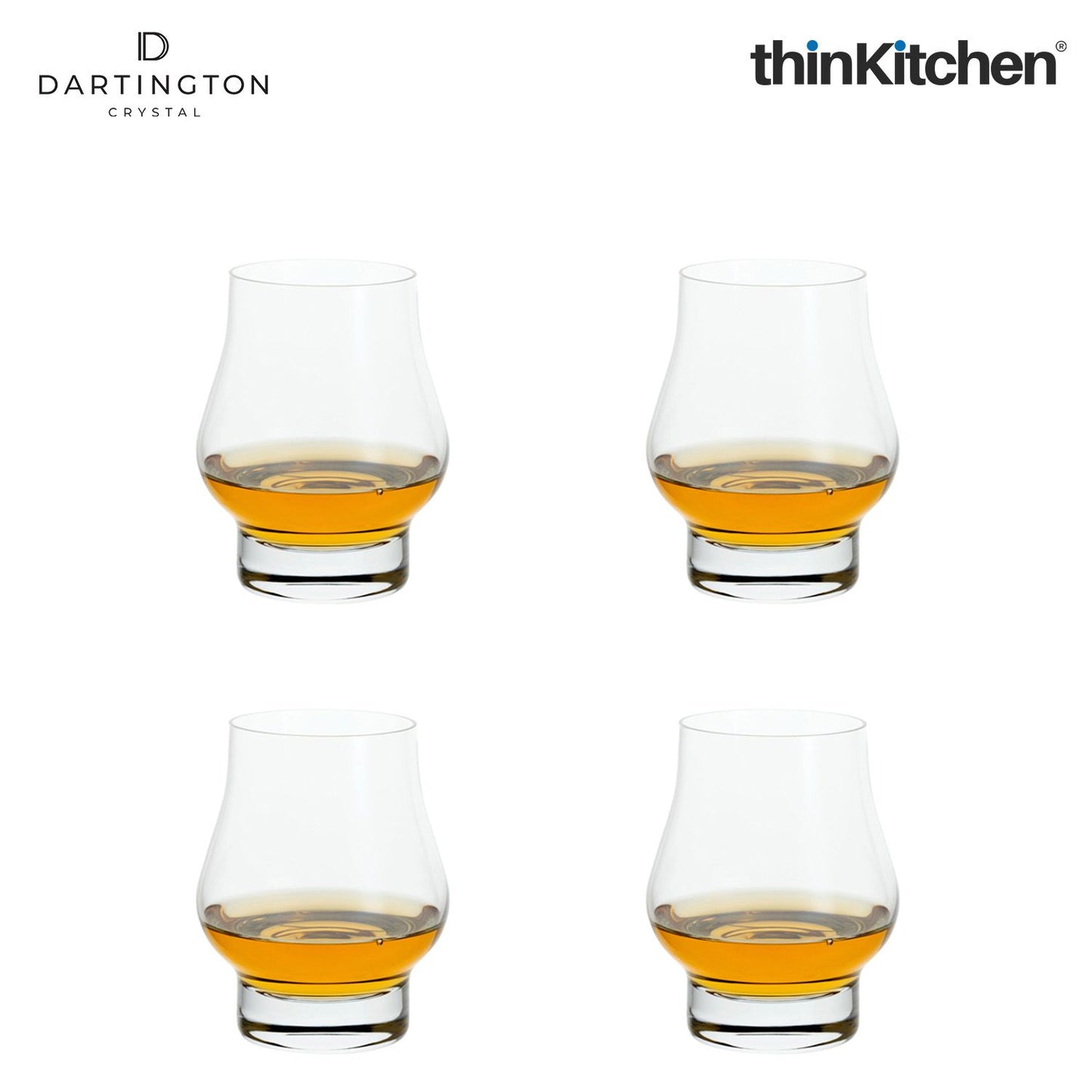 Dartington Crystal Spirits Glass - Set of 4, 285ml Each |Home Bar Tumbler for Whisky, Rum, Gin, Cocktails, Liqueurs | Handcrafted in England