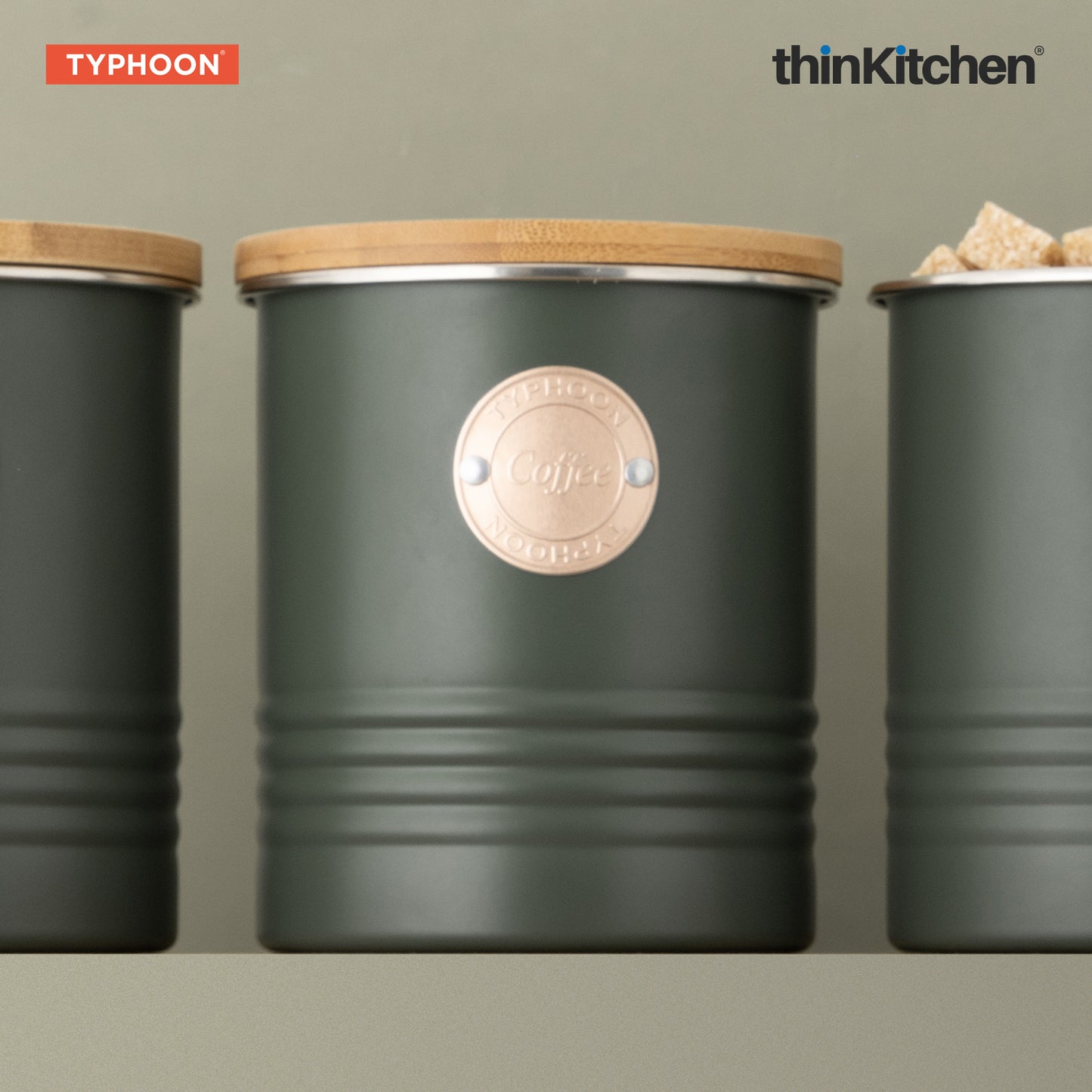 Storage Canisters Typhoon Living Sage Green Tea Coffee Sugar