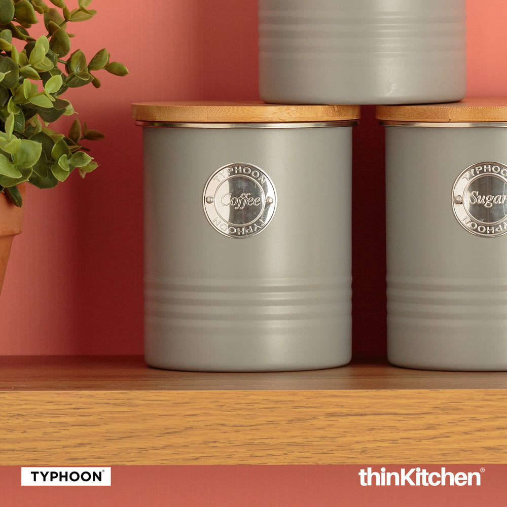 Premium 1 Litre Airtight Coffee Canister, Living Grey