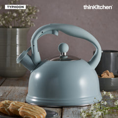 Premium Light Blue Stove Top Kettle, 1.8 Litre | Whistling Induction Kettle with Soft Touch Handle