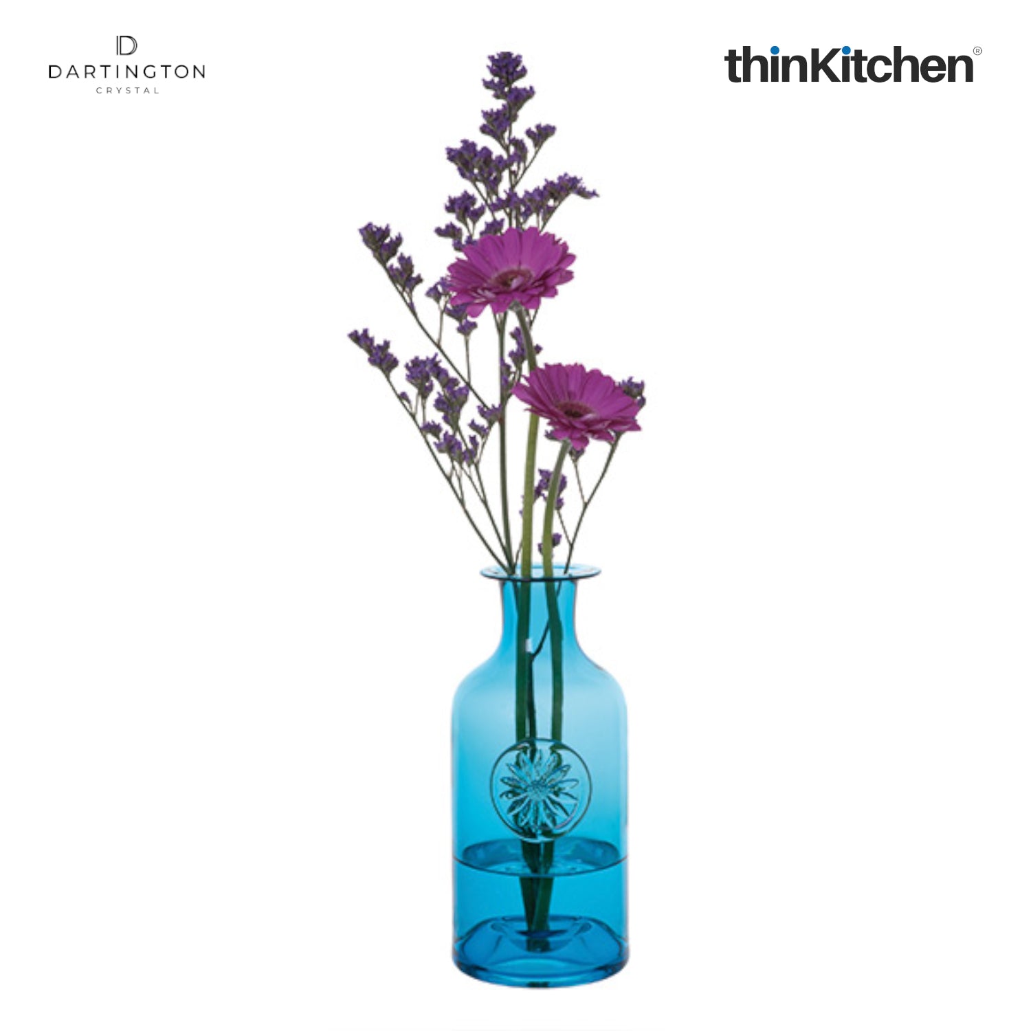 Crystal Daisy Turquoise Flower Vase - 3