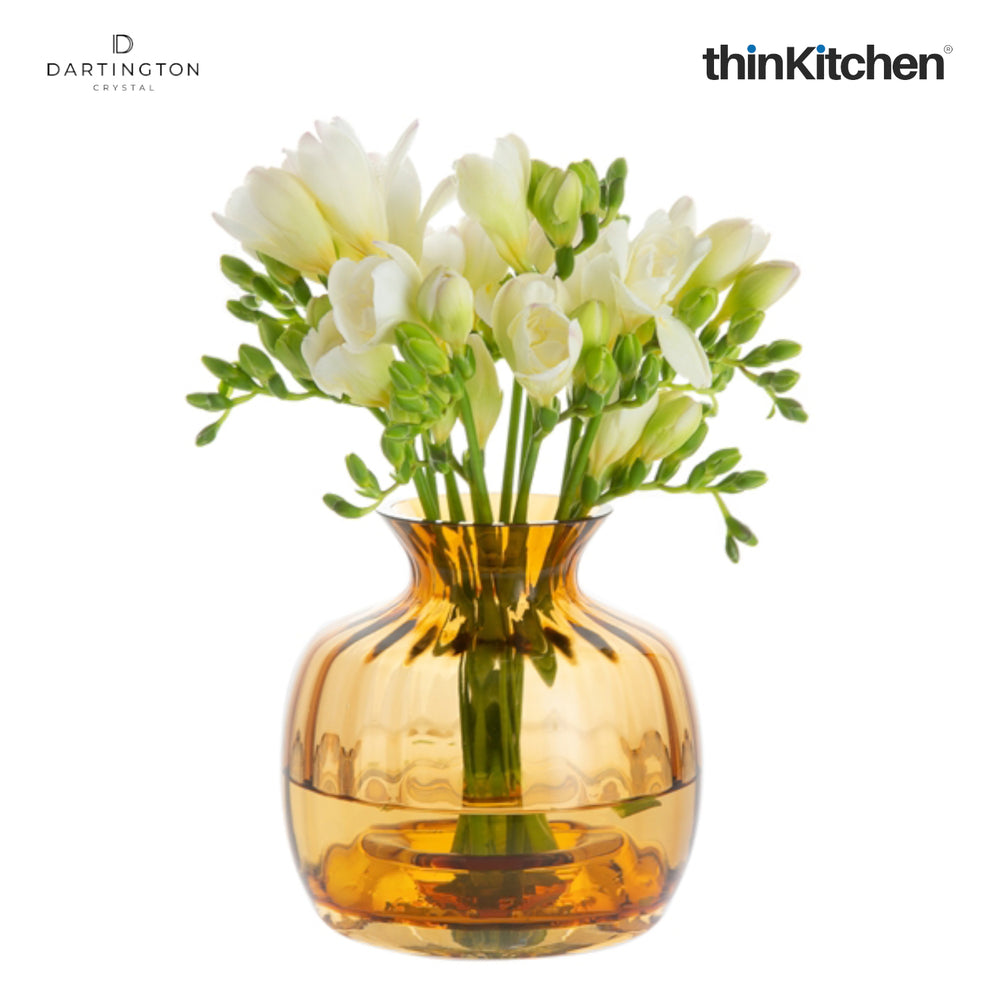 Dartington 5" Premium Crystal Flower Vase, Decorative Vase for Home & Table Décor - Amber