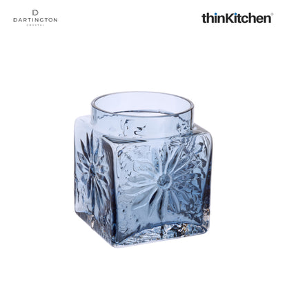 Dartington Crystal Marguerite Ink Blue Square Flower Vase