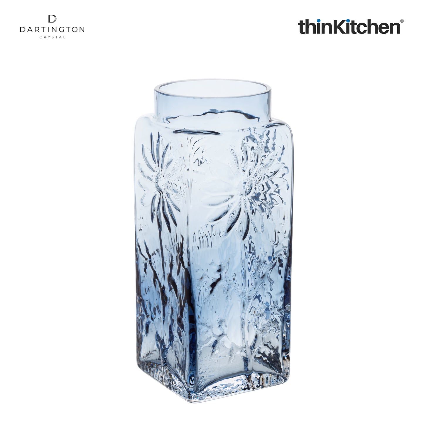 Dartington Crystal Marguerite Ink Blue Tall Flower Vase