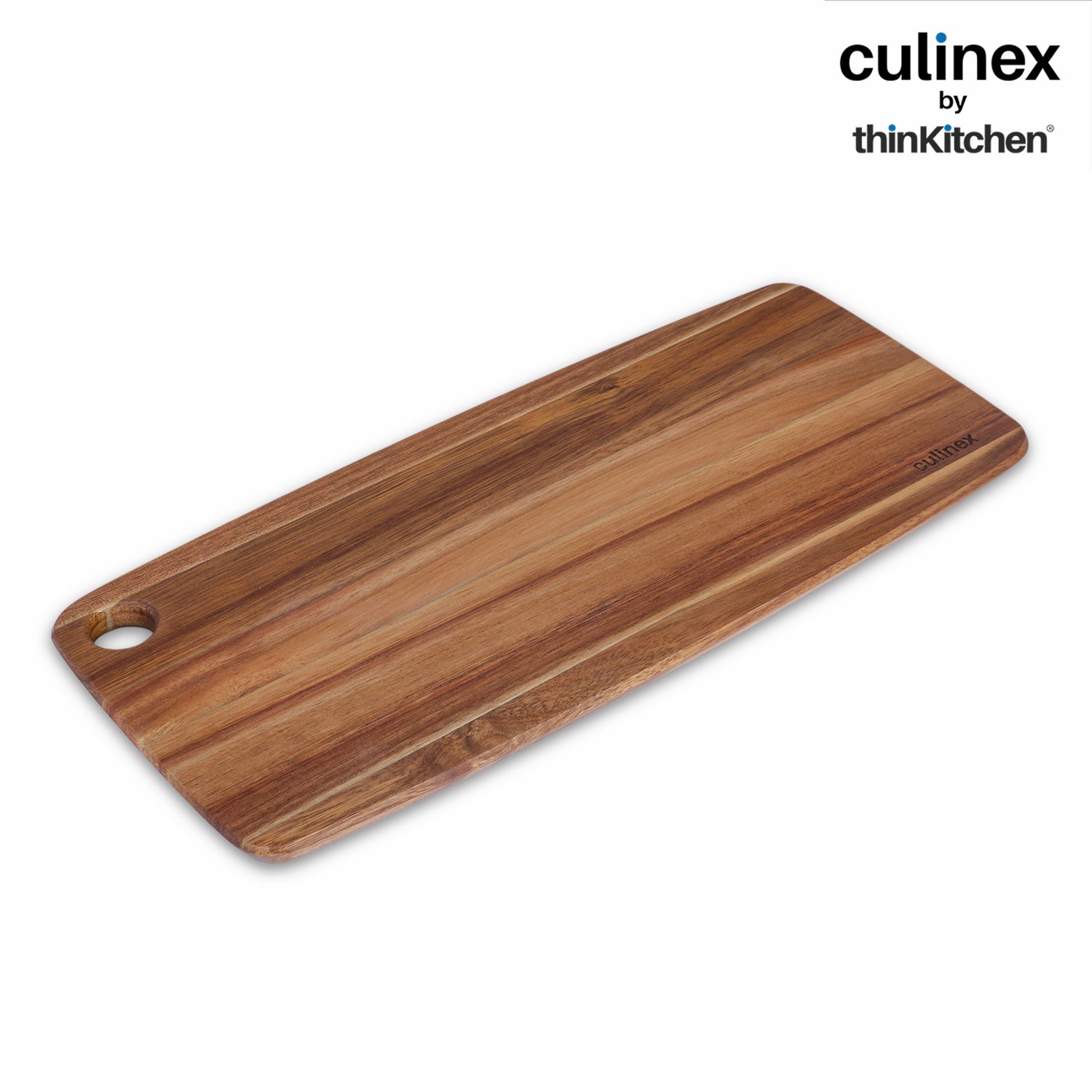 Culinex by thinKitchen 2-in-1 Acacia Wood Chopping, Cutting & Serving Board | Natural Solid Wood, Durable Wooden Kitchen Board with Hanging Hole - 6