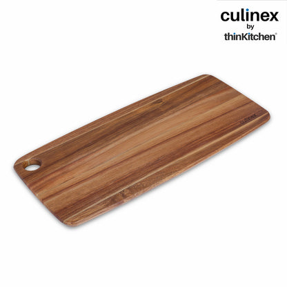 Culinex by thinKitchen 2-in-1 Acacia Wood Chopping, Cutting & Serving Board | Natural Solid Wood, Durable Wooden Kitchen Board with Hanging Hole