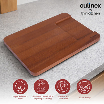 Culinex by thinKitchen Beach Wood Chopping and Serving Board | Carbonized 2-in-1 Cutting Board | Durable Natural Wood | Eco-Friendly, Durable