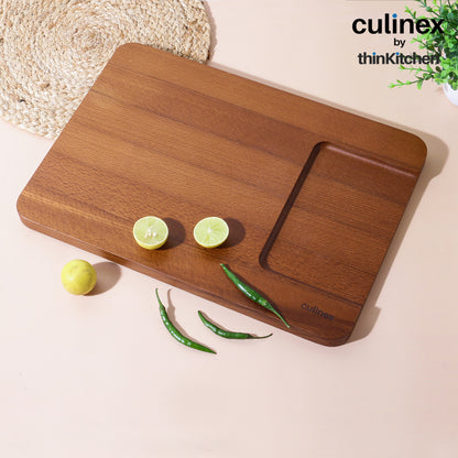 Culinex by thinKitchen Beach Wood Chopping and Serving Board | Carbonized 2-in-1 Cutting Board | Durable Natural Wood | Eco-Friendly, Durable