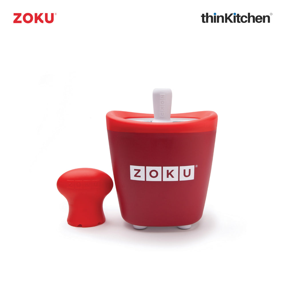 Zoku Red Single Pop Ice Maker  with Stick & Drip Guard- 60ml for Homemade Kulfi, Lolly, Candy, Ice Cream & Cakesicles
