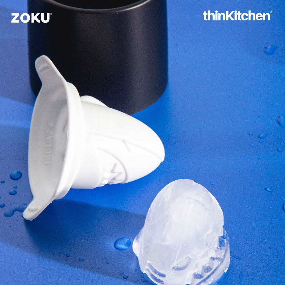 Zoku Premium 2 Pcs Large Silicone Ice Cube Molds for Whiskey, Cocktails and Party Drinks, SHARK