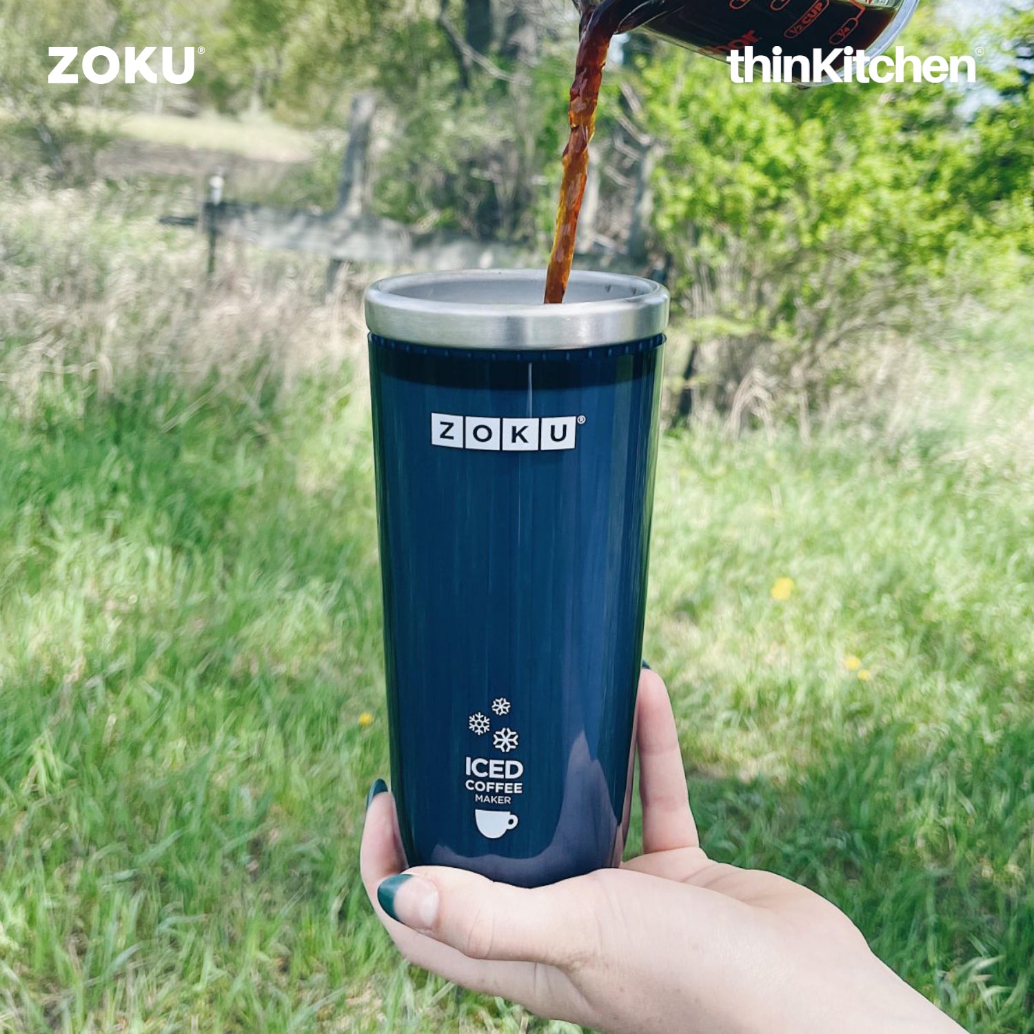 ZOKU Iced Coffee Maker Pink W/ Straw Travel Mug Spill Resistant