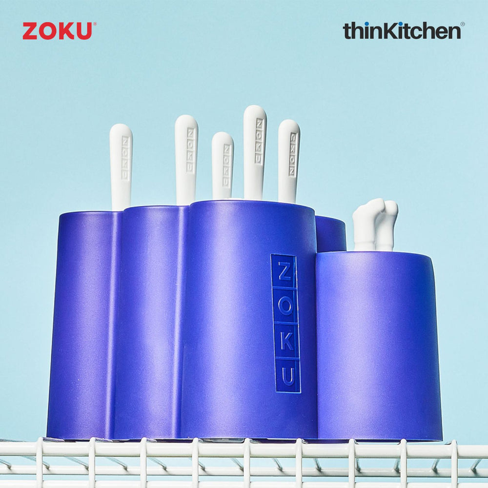 Zoku Premium 6 Cavity Ice Pop Molds With Sticks And Drip-Guards, 65ml Each, SPACE Series