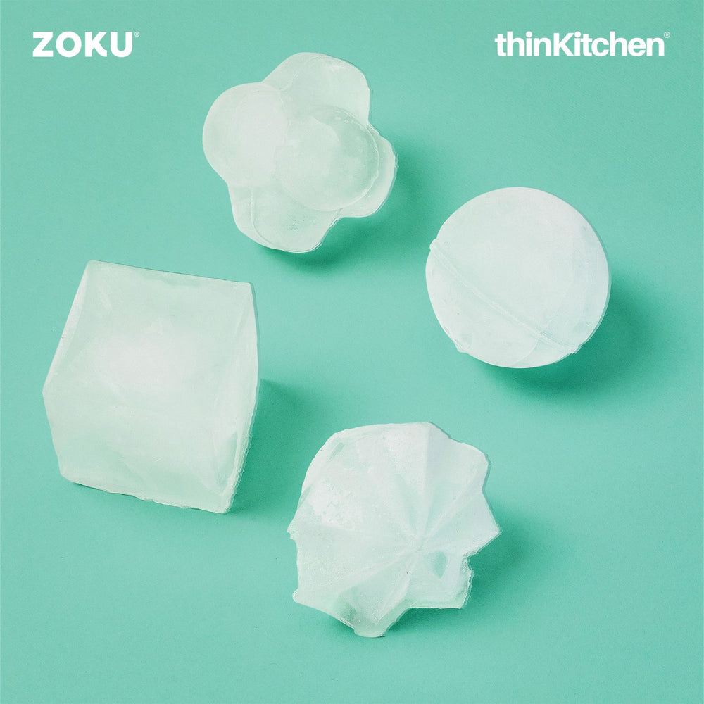 ZOKU MIXOLOGY Premium Designer 3 Pcs Ice Mold Set, Large Silicone Ice Cube Molds for Whiskey, Cocktails and Party Drinks