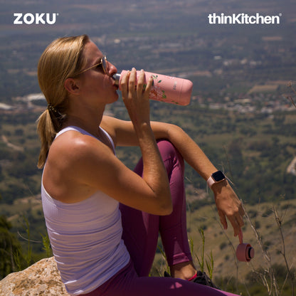 Zoku Rose Petal Pink Stainless Steel Bottle, 350ml