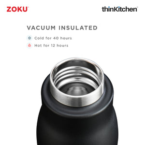 Zoku Stainless Steel Bottle, Black, 500ml