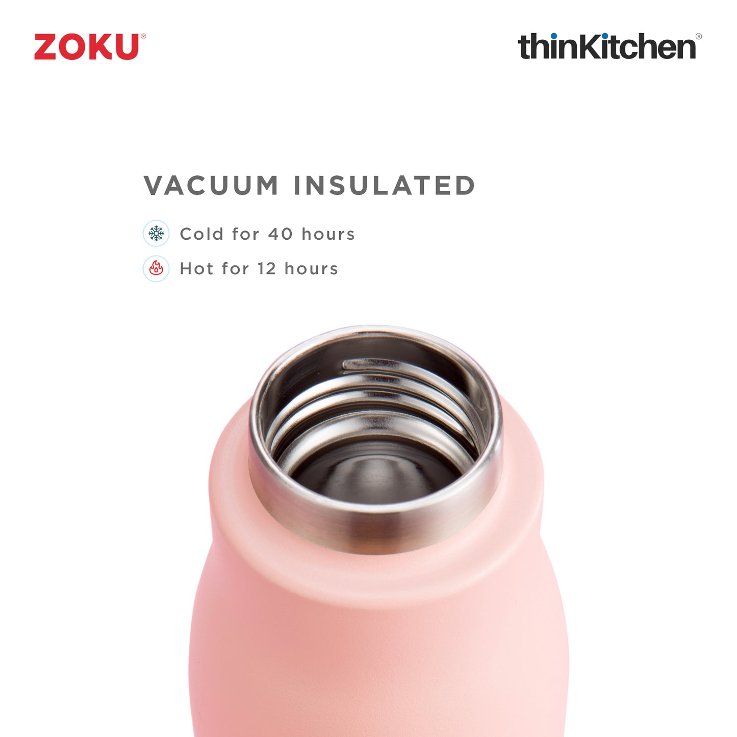Zoku 18oz Coral Stainless Steel Bottle