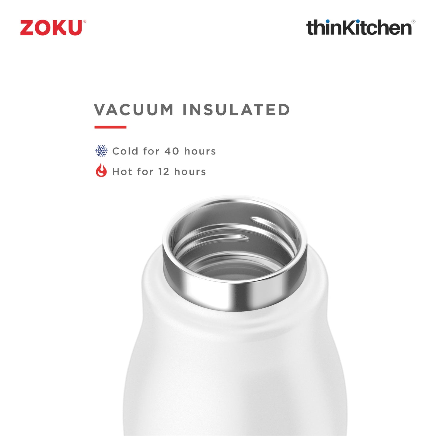 Zoku Stainless Steel Bottle White 500ml