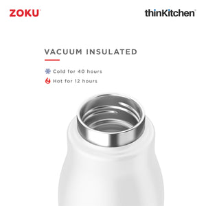 Zoku Stainless Steel Bottle, White, 500ml