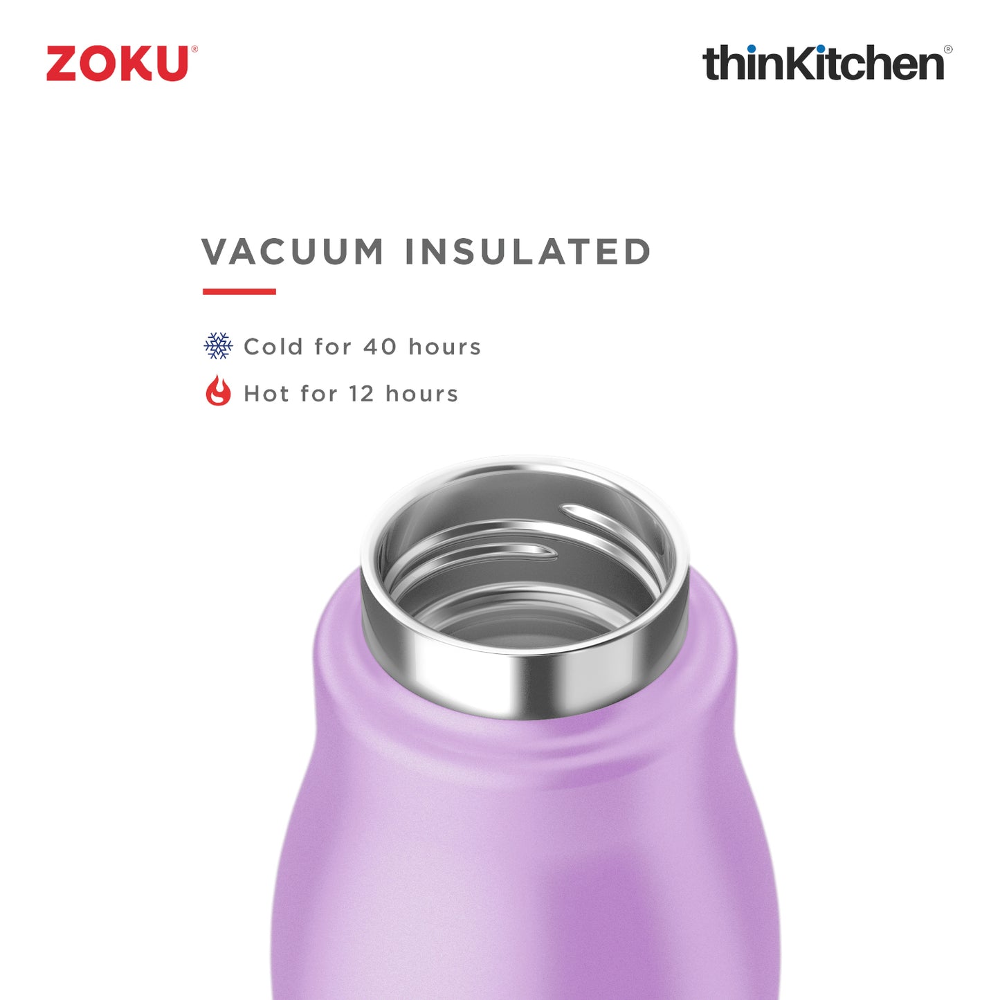 Zoku 18oz Lavender Stainless Steel Bottle
