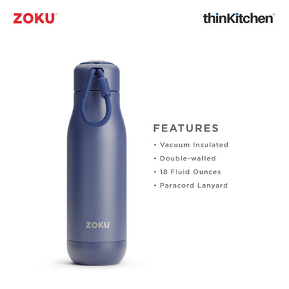 Zoku Navy Stainless Steel Bottle, 500ml
