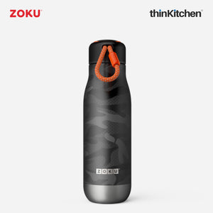 Zoku Black Camo Stainless Steel Bottle, 500ml