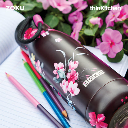 Zoku Midnight Floral Stainless Steel Bottle