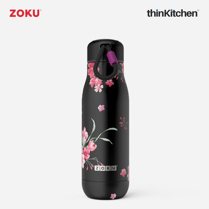 Zoku Midnight Floral Stainless Steel Bottle, 500ml