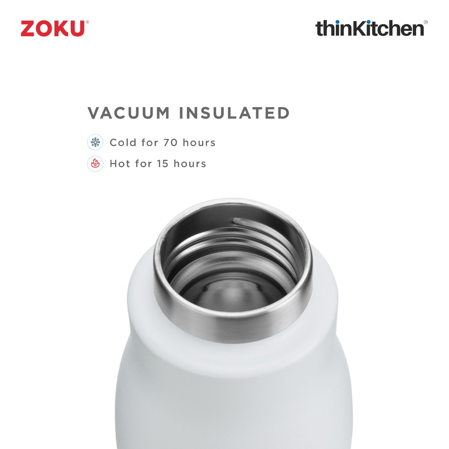 Zoku 25oz White Pc Stainless Bottle