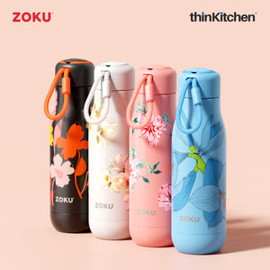 Zoku Stainless Steel Rose Petal Bottle, Pink, 750ml