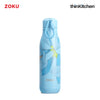 Zoku Stainless Steel Sky Lily Floral Bottle Blue 750ml – Vacuum Insulated, Hot & Cold, Leakproof