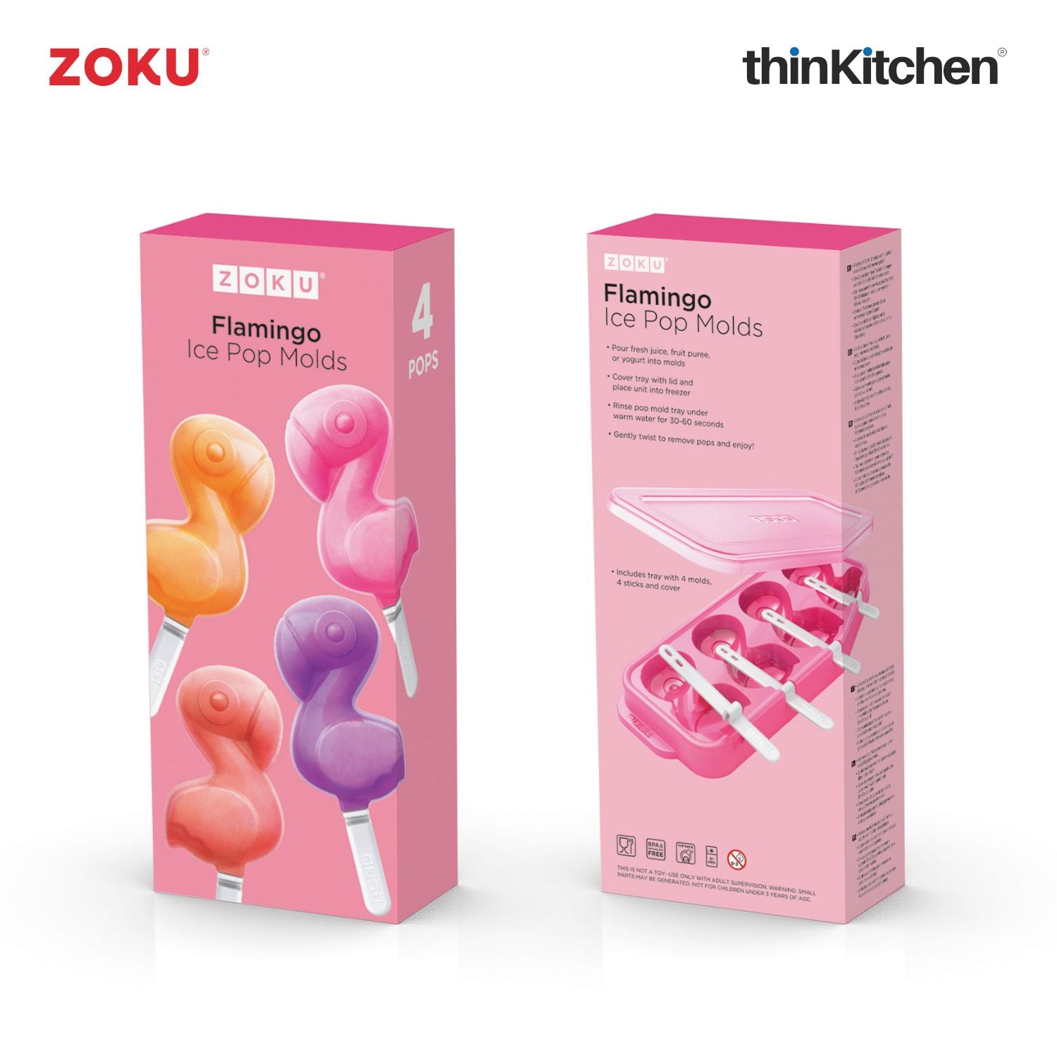 Zoku Flamingo Ice Pop Mold | Set of 4 - 18