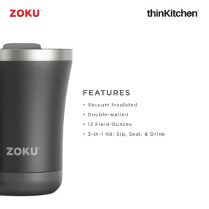 Zoku 3in1 Stainless Steel Tumbler, 350ml - Black