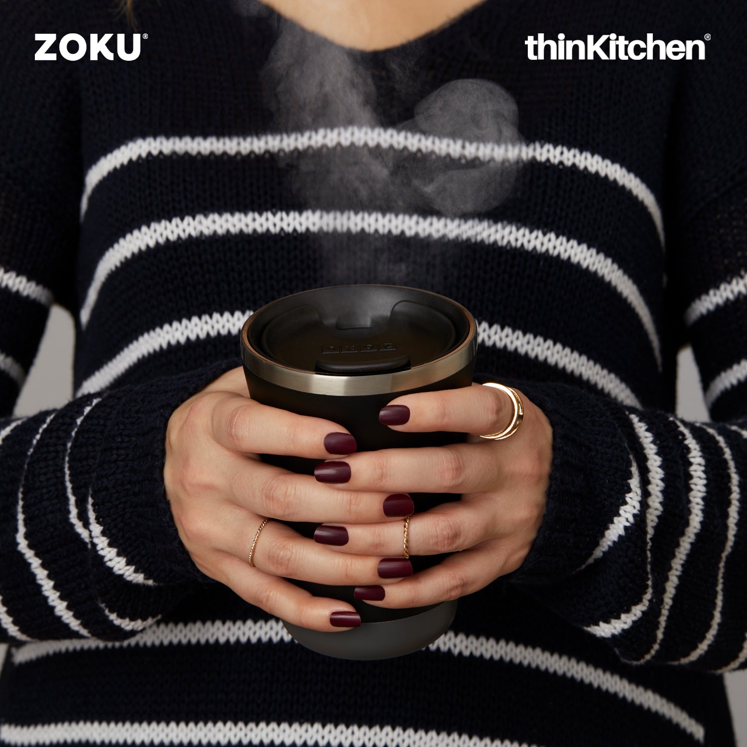 Zoku 12oz 3-in-1 Stainless Steel Tumbler Powder Coated Black