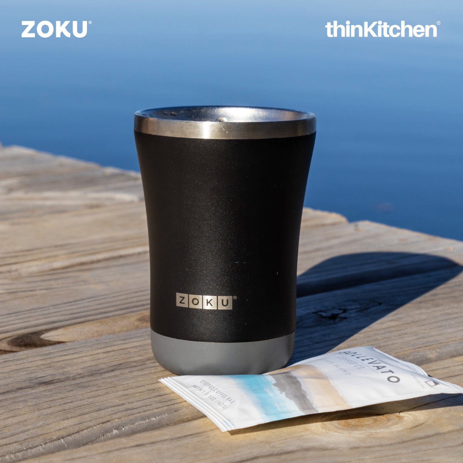 Zoku 12oz 3-in-1 Stainless Steel Tumbler Powder Coated Ash