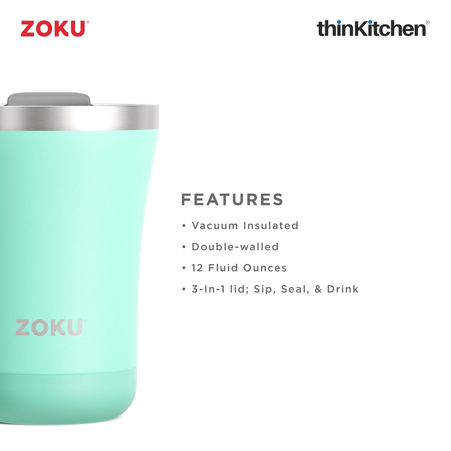 Zoku 12oz Aqua 3in1 Tumbler