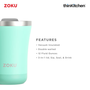 Zoku 3in1 Stainless Steel Tumbler, 350 ml - Aqua