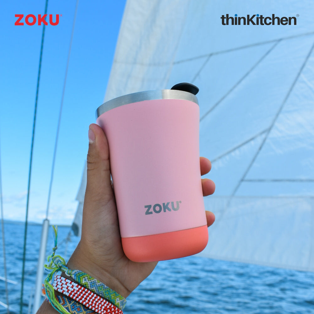 Zoku 3-in-1 Premium 355ml Stainless Steel Tumbler with Straw for Adults & Kids - Coral