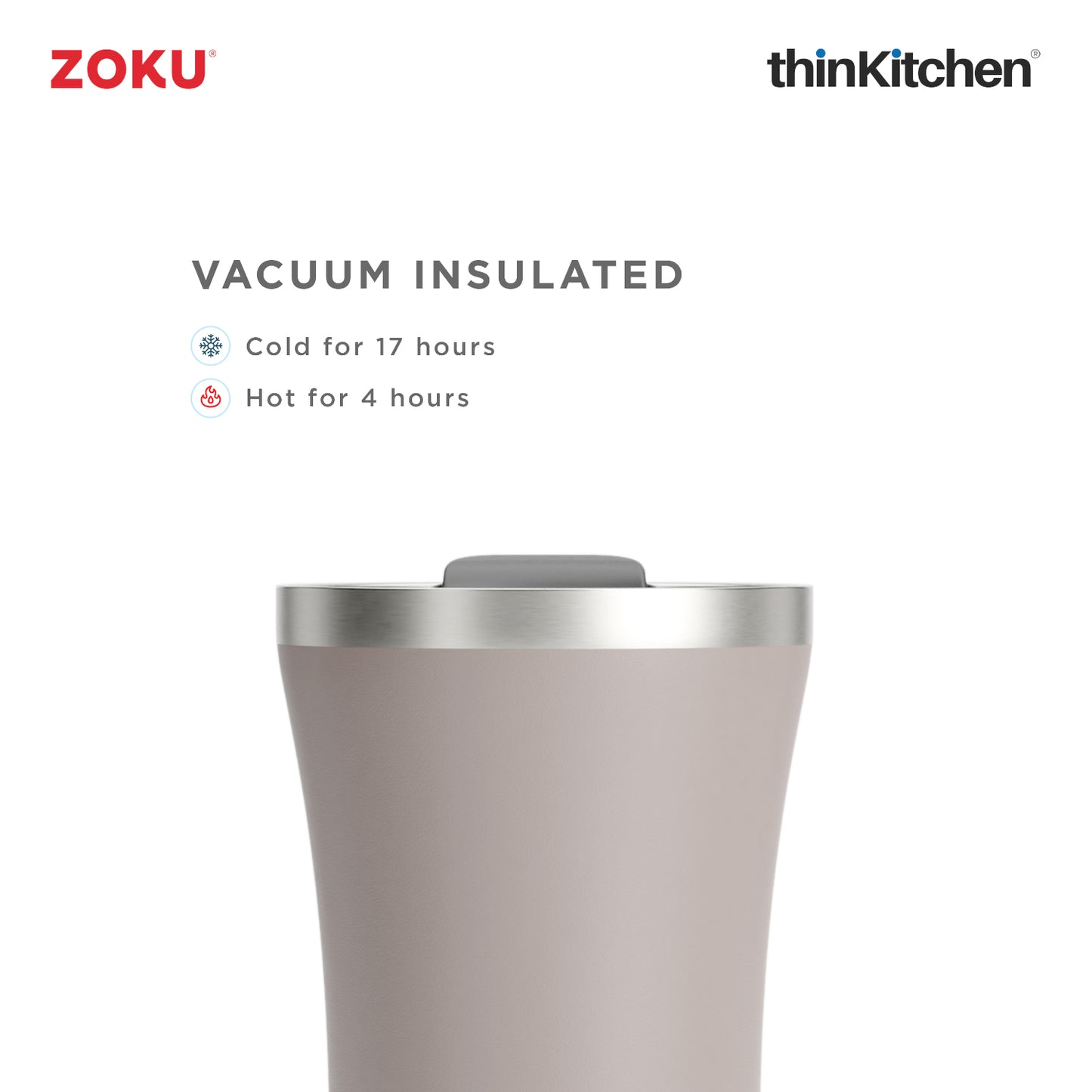 Zoku 3in1 Stainless Steel Tumbler, 350 ml - Ash