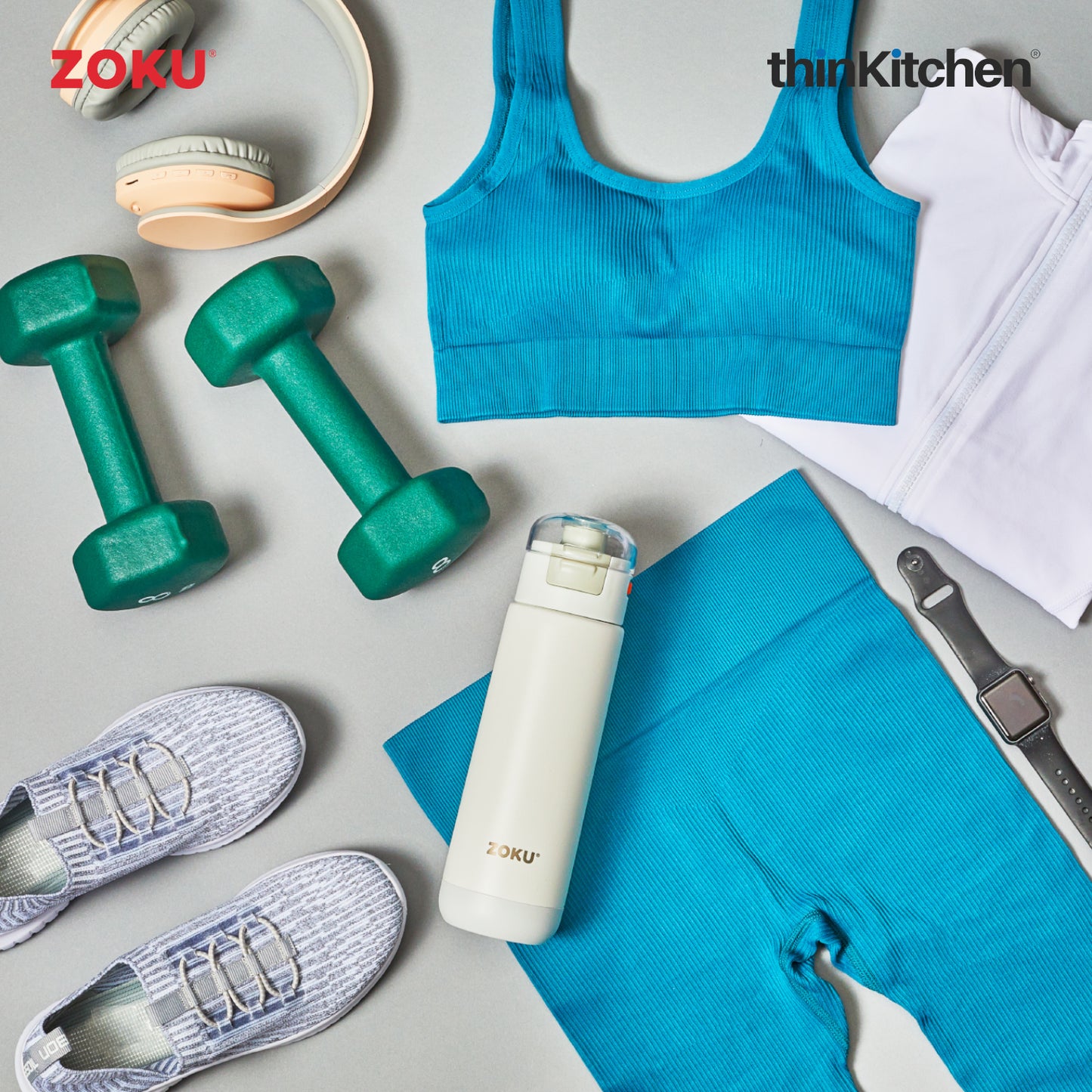 Zoku White 18oz Stainless Flip Top Bottle