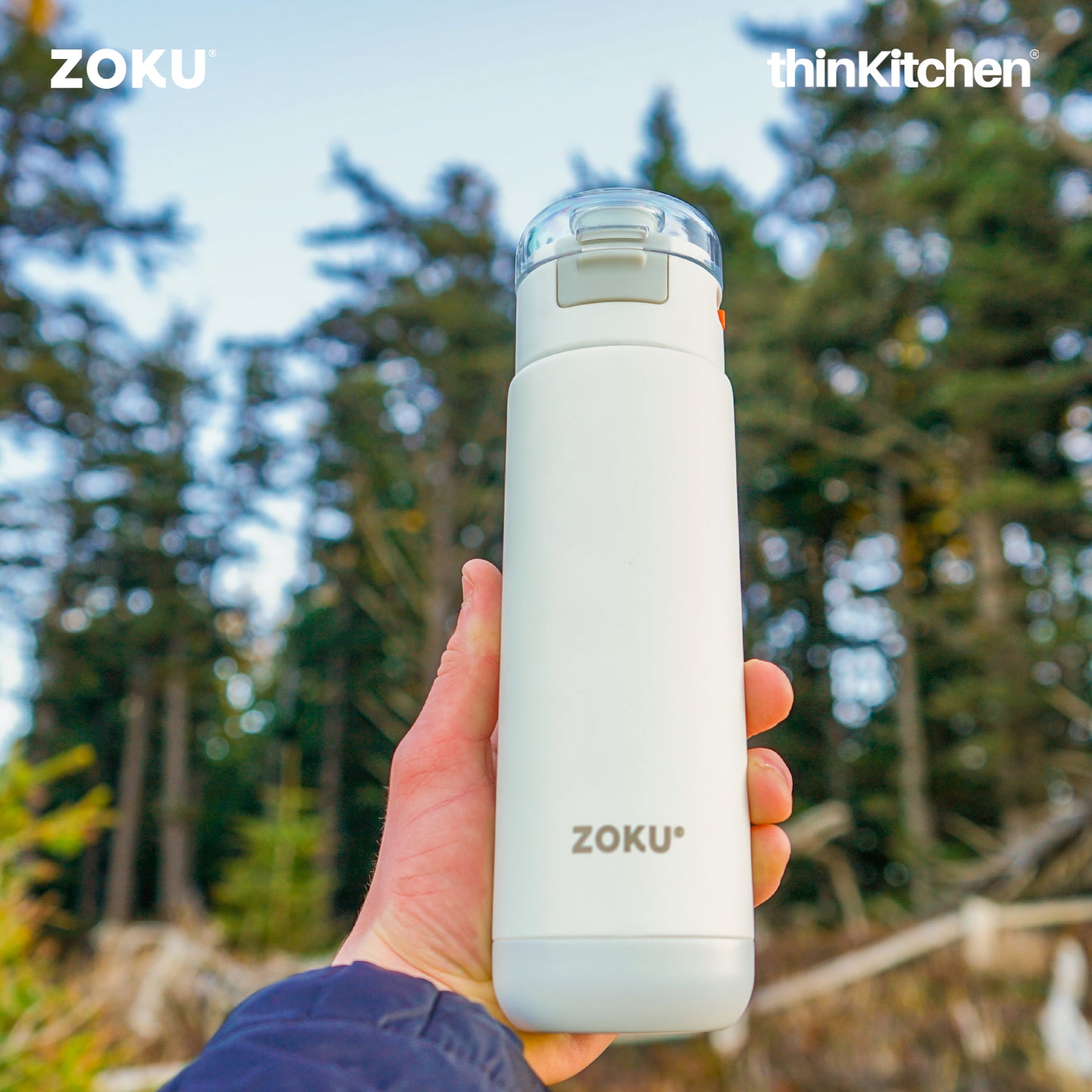 Zoku Stainless Flip Top Bottle, 500ml - White