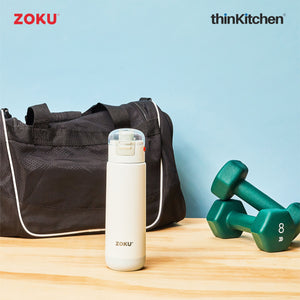 Zoku Stainless Flip Top Bottle, 500ml - White