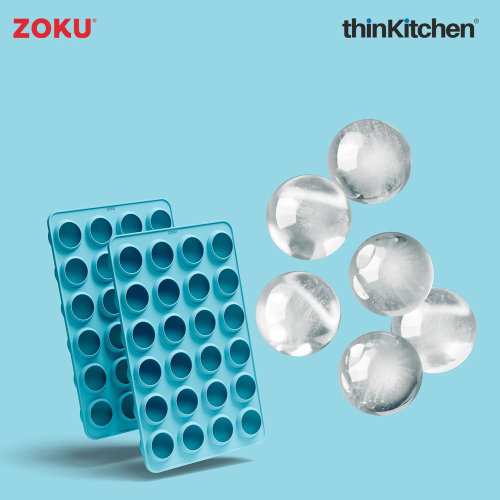 Zoku Set of 2 Blue Silicone Mini Spheres Ice Trays