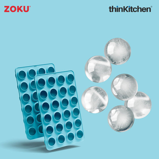 Zoku Set Of 2 Blue Silicone Mini Spheres Ice Trays