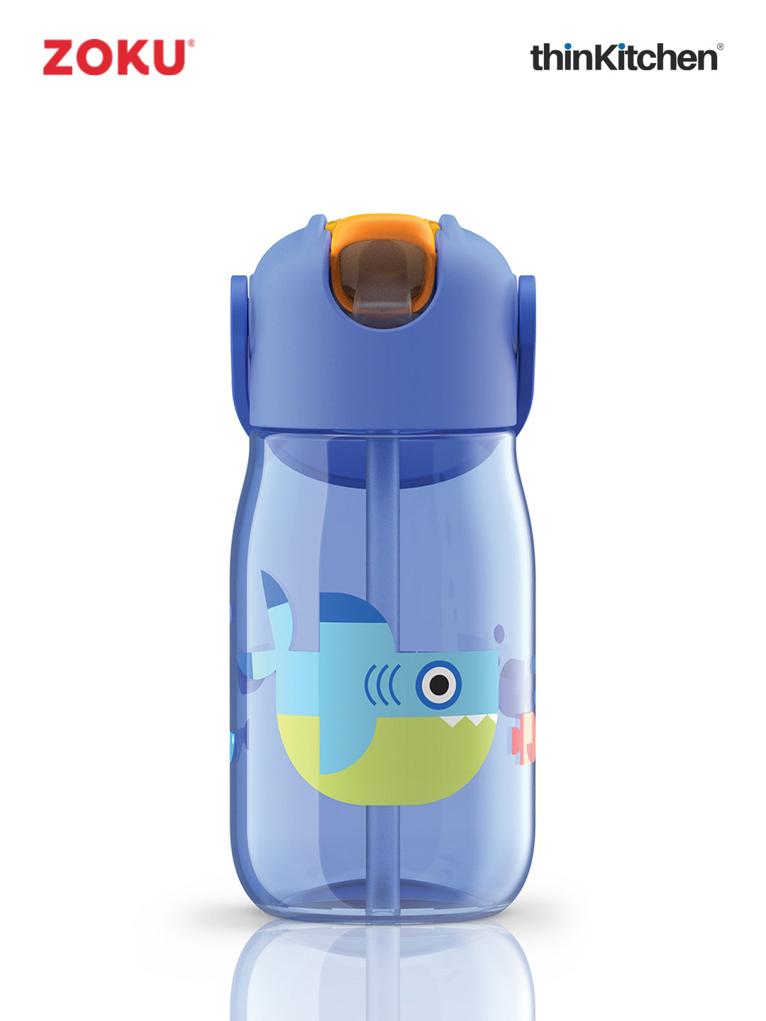 Kids Flip Straw Bottle - Zoku Clear Safari