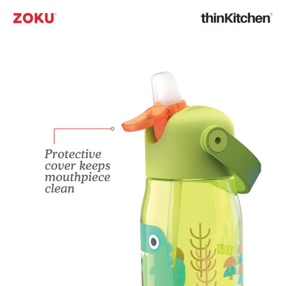 Zoku Kids Flip Straw Bottle Green