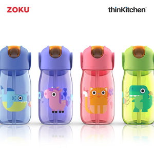 Zoku Kids Flip Straw Bottle, Green, 415ml