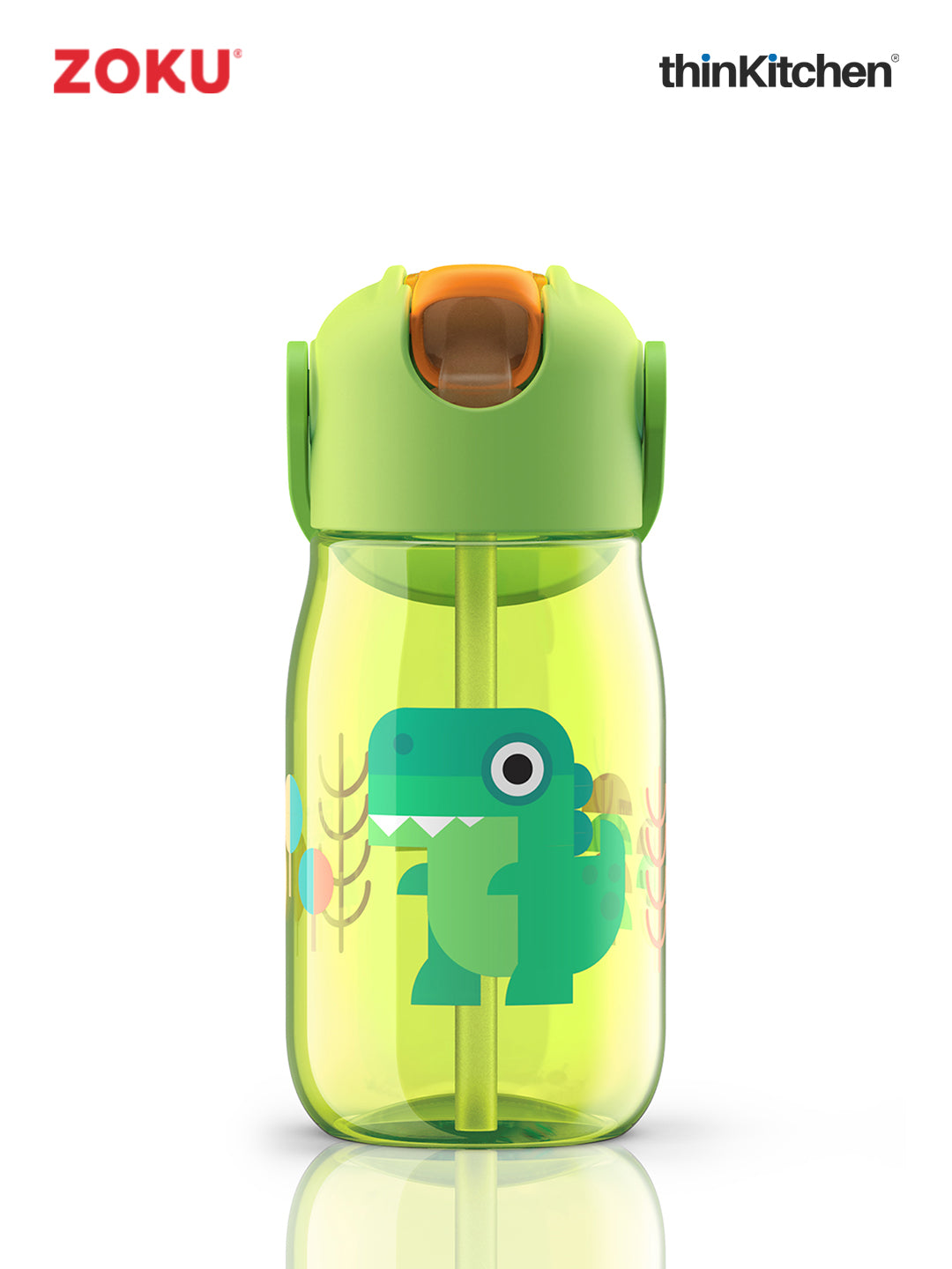 Zoku Kids Flip Straw Bottle Green