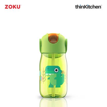 Zoku Kids Flip Straw Bottle Green
